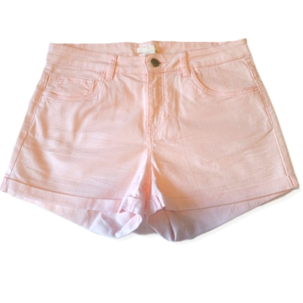 H&M Mid-Rise Pink Stretch Denim Shorts